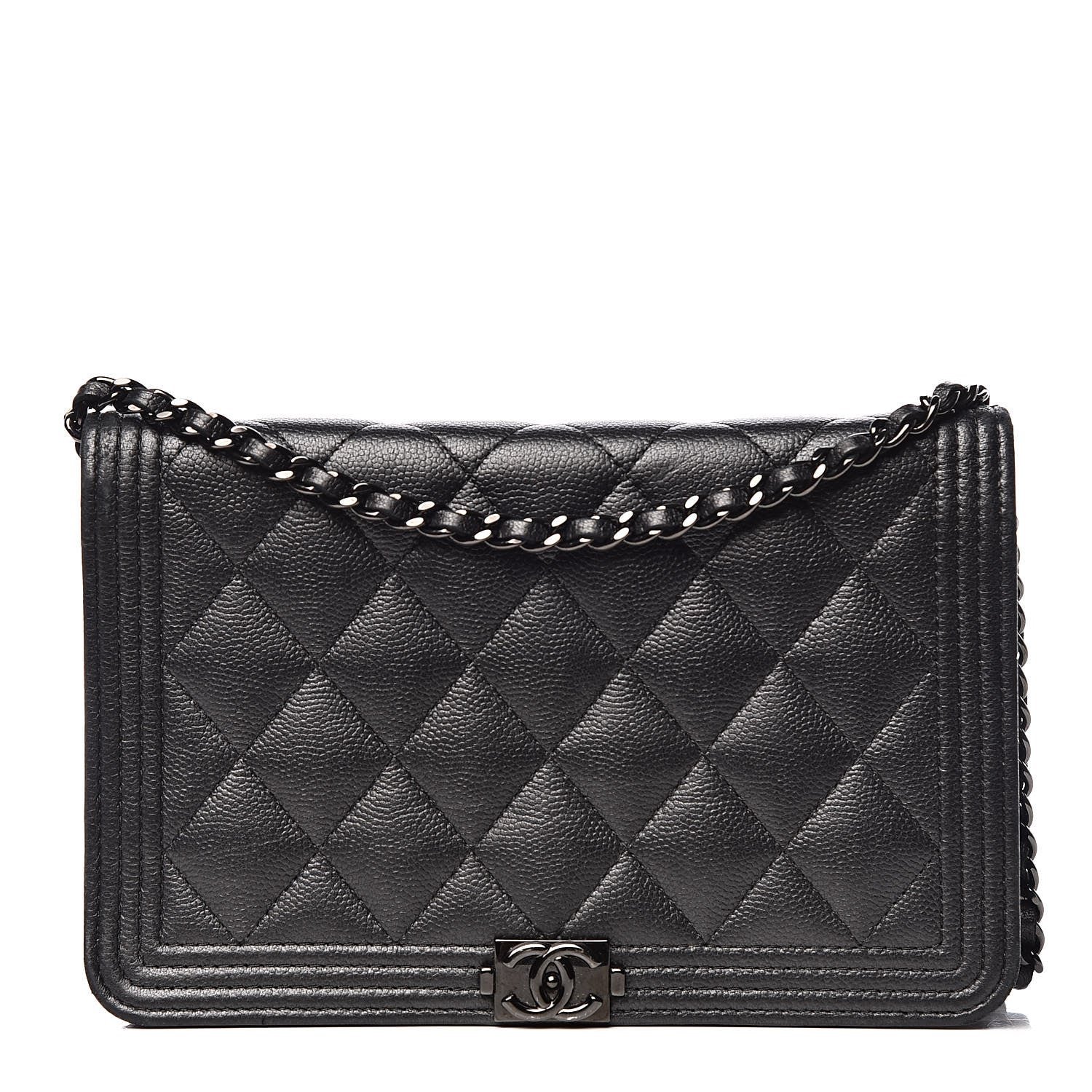 Chanel Caviar Quilted Boy Wallet On Chain WOC So Black 1 of 14