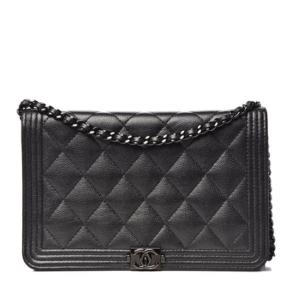 Chanel Caviar Quilted Boy Wallet On Chain WOC So Black 1 of 14