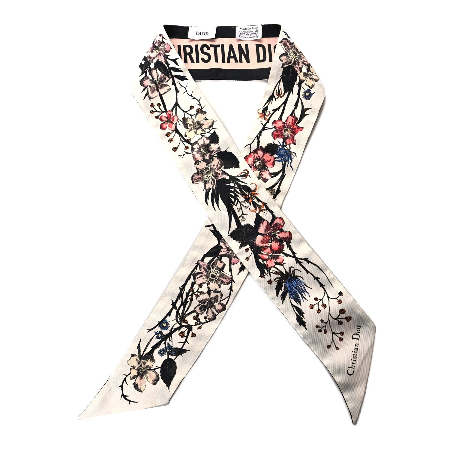 Christian Dior Silk Rosa Mutabilis Mitzah Scarf Beige 1 of 3