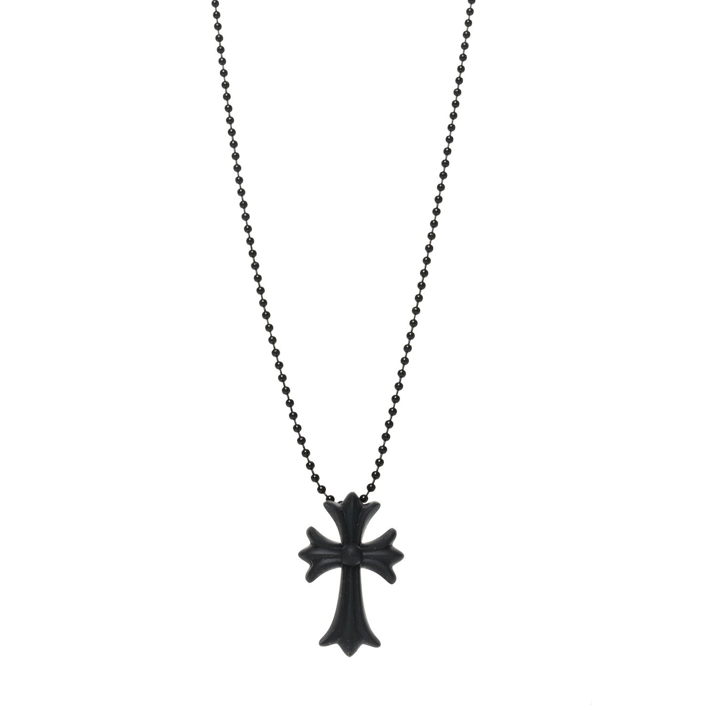 Silicone Silichrome Cross Pendant Necklace Black