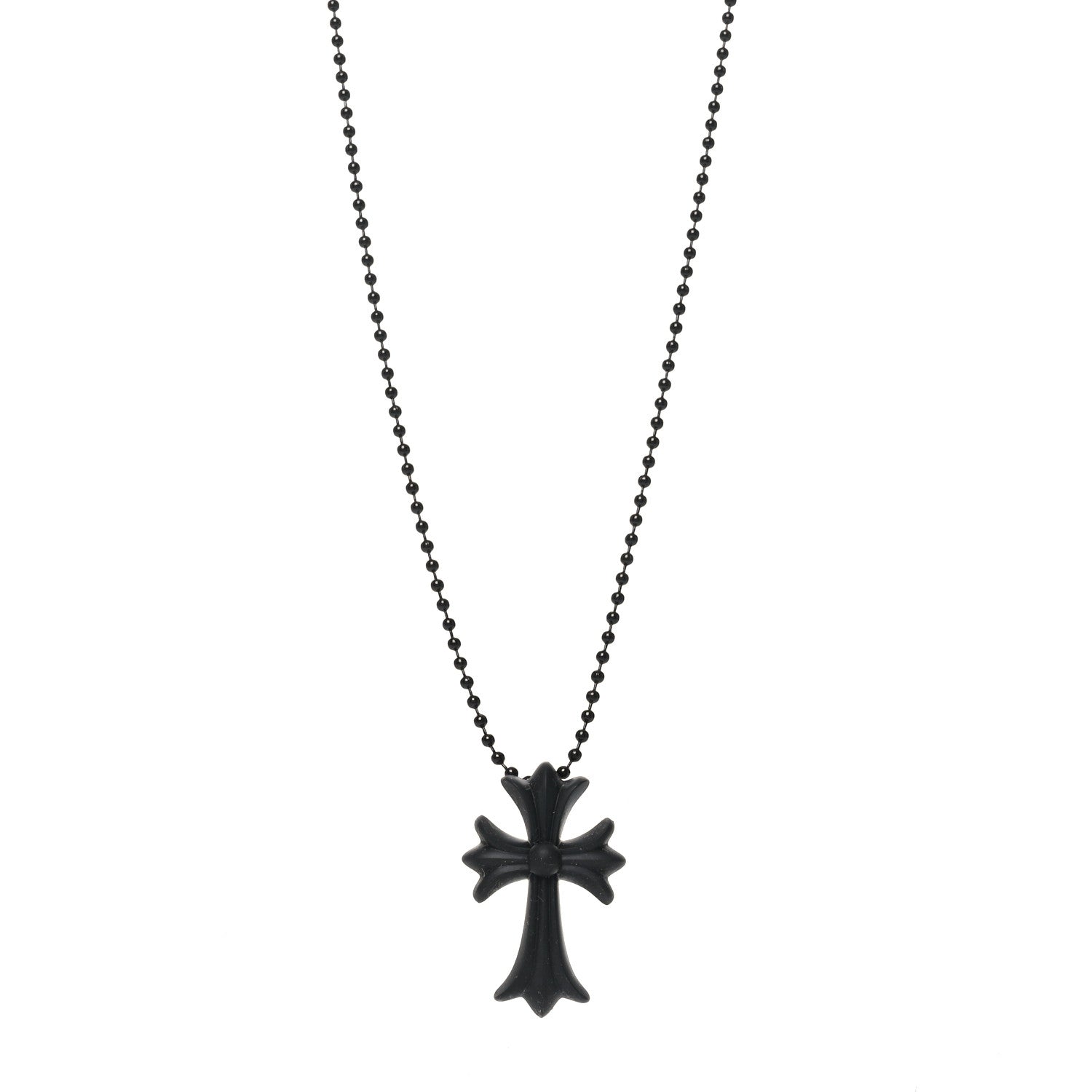 Chrome Hearts Silicone Silichrome Cross Pendant Necklace Black 1 of 4
