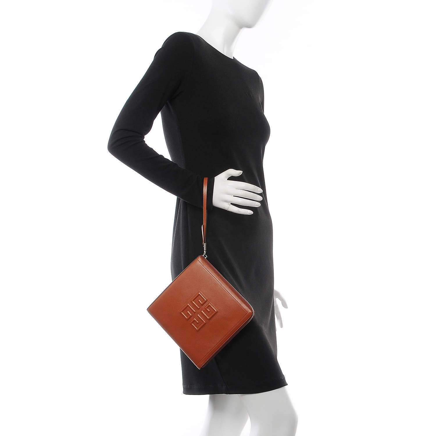 Givenchy Lambskin Square Emblem Wristlet Brown 2 of 6