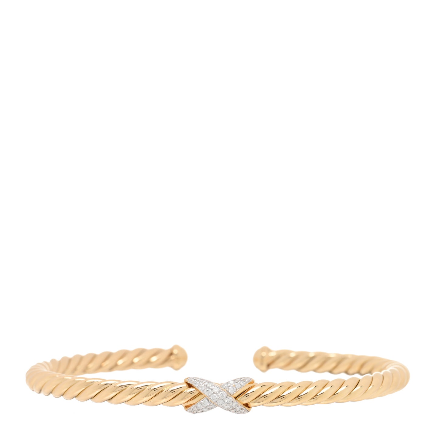 18K Yellow Gold Diamond 4mm Cablespira X Station Cable Bracelet