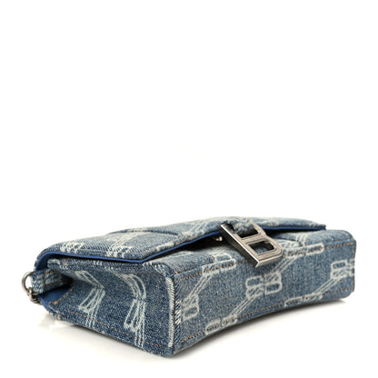 Balenciaga Denim BB Monogram Hourglass Chain Bag Blue 4 of 11