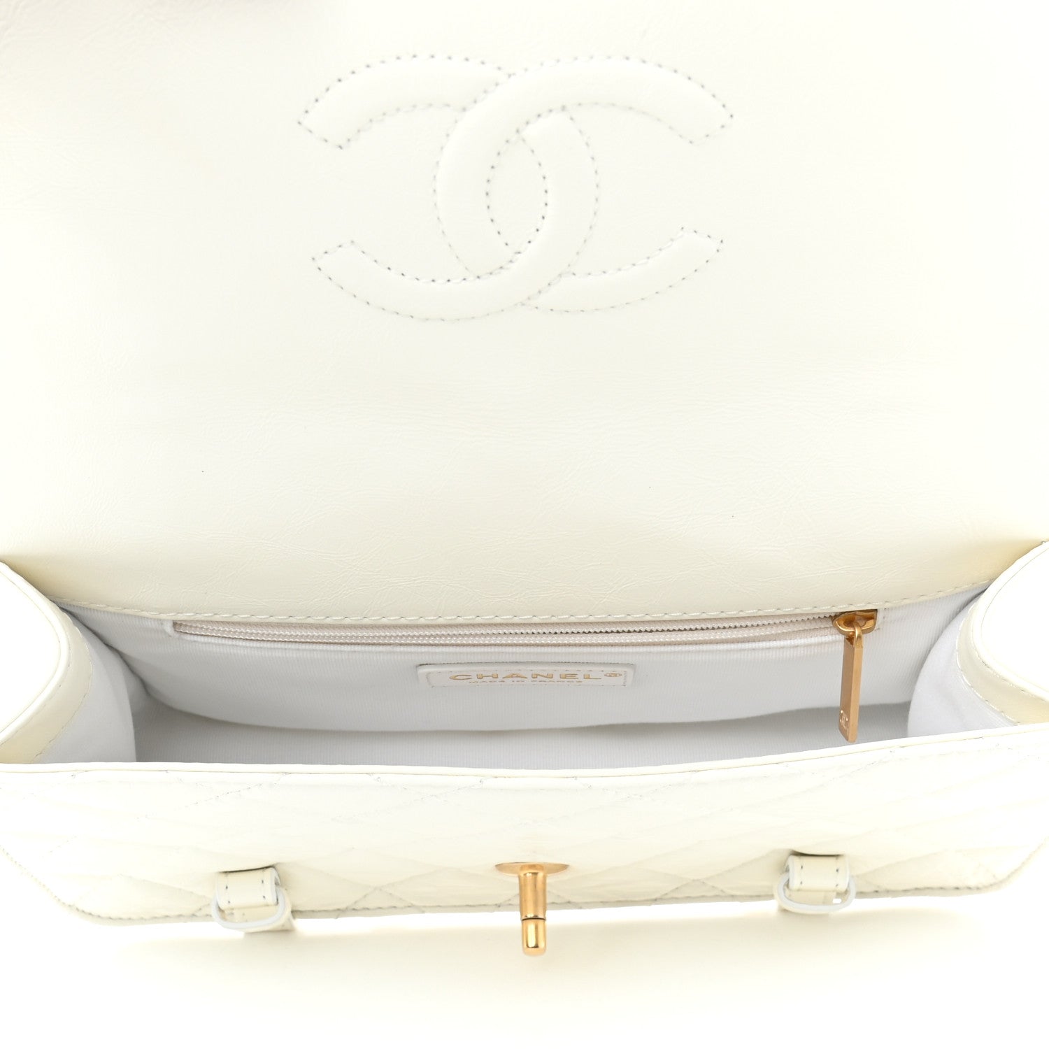 Chanel Aged Calfskin Quilted City School Flap White 4 of 8