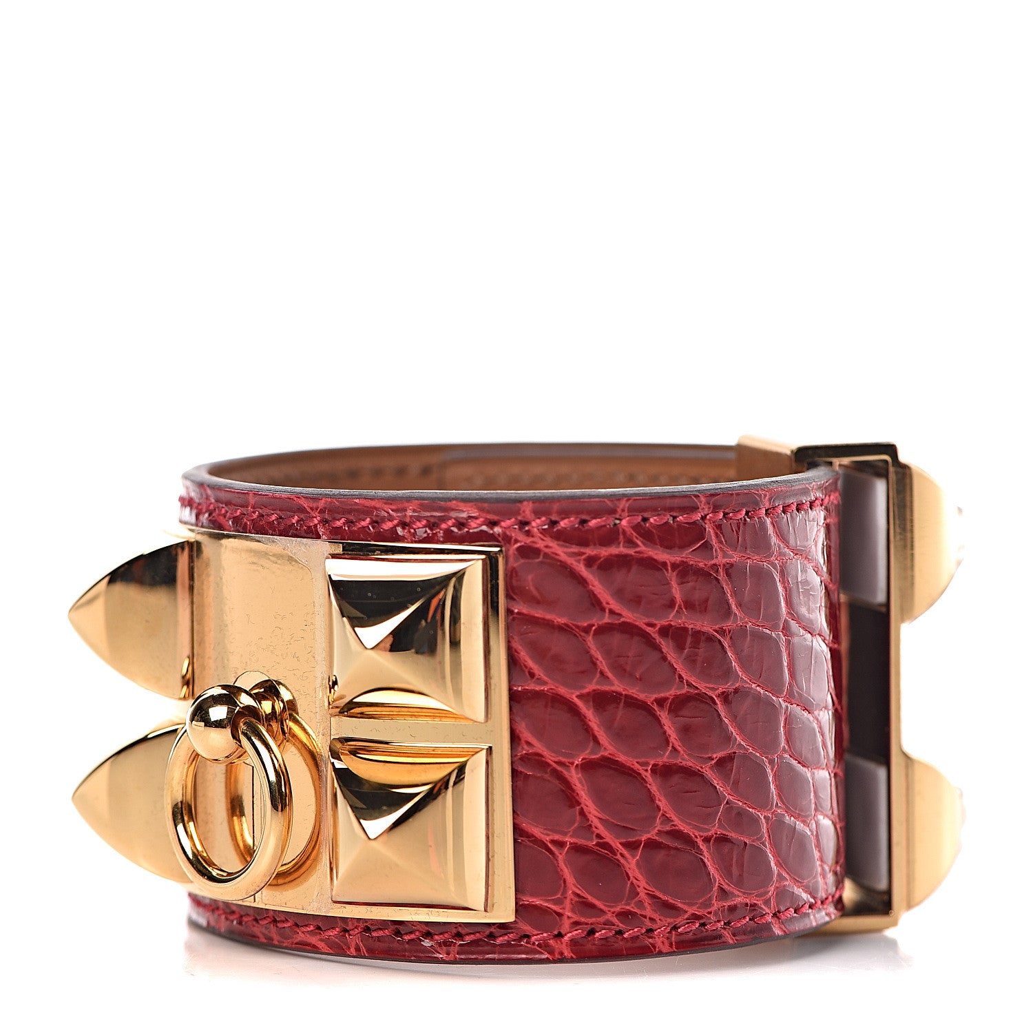 Hermes Shiny Alligator Collier De Chien CDC Bracelet size T2 Braise 1 of 7