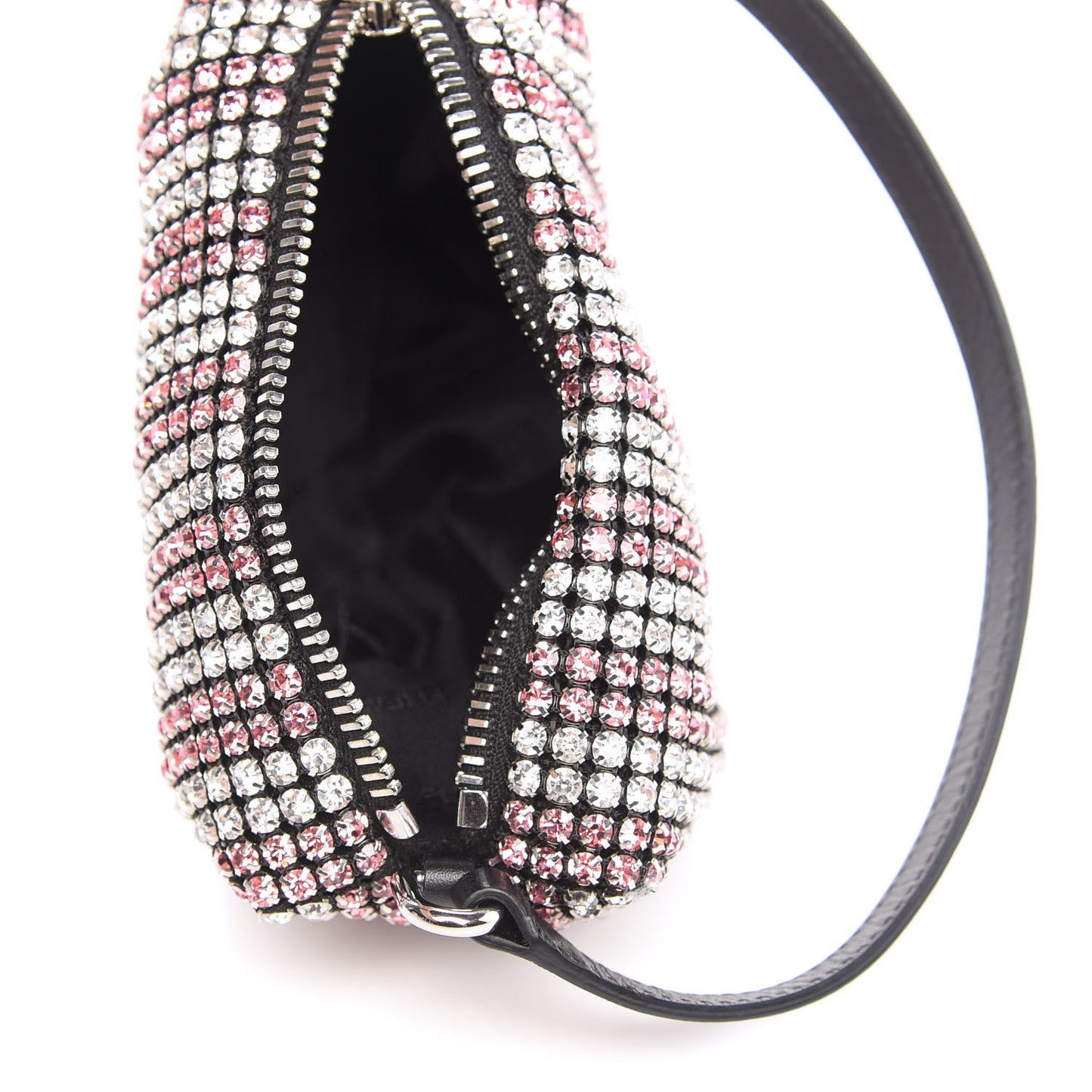 Mesh Crystal Rhinestone Mini Heiress Pouch Pink Silver