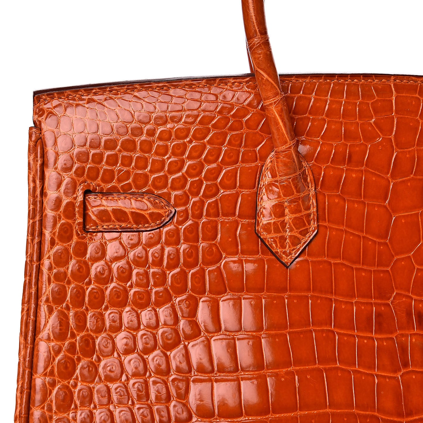Shiny Porosus Crocodile Birkin 35 Orange