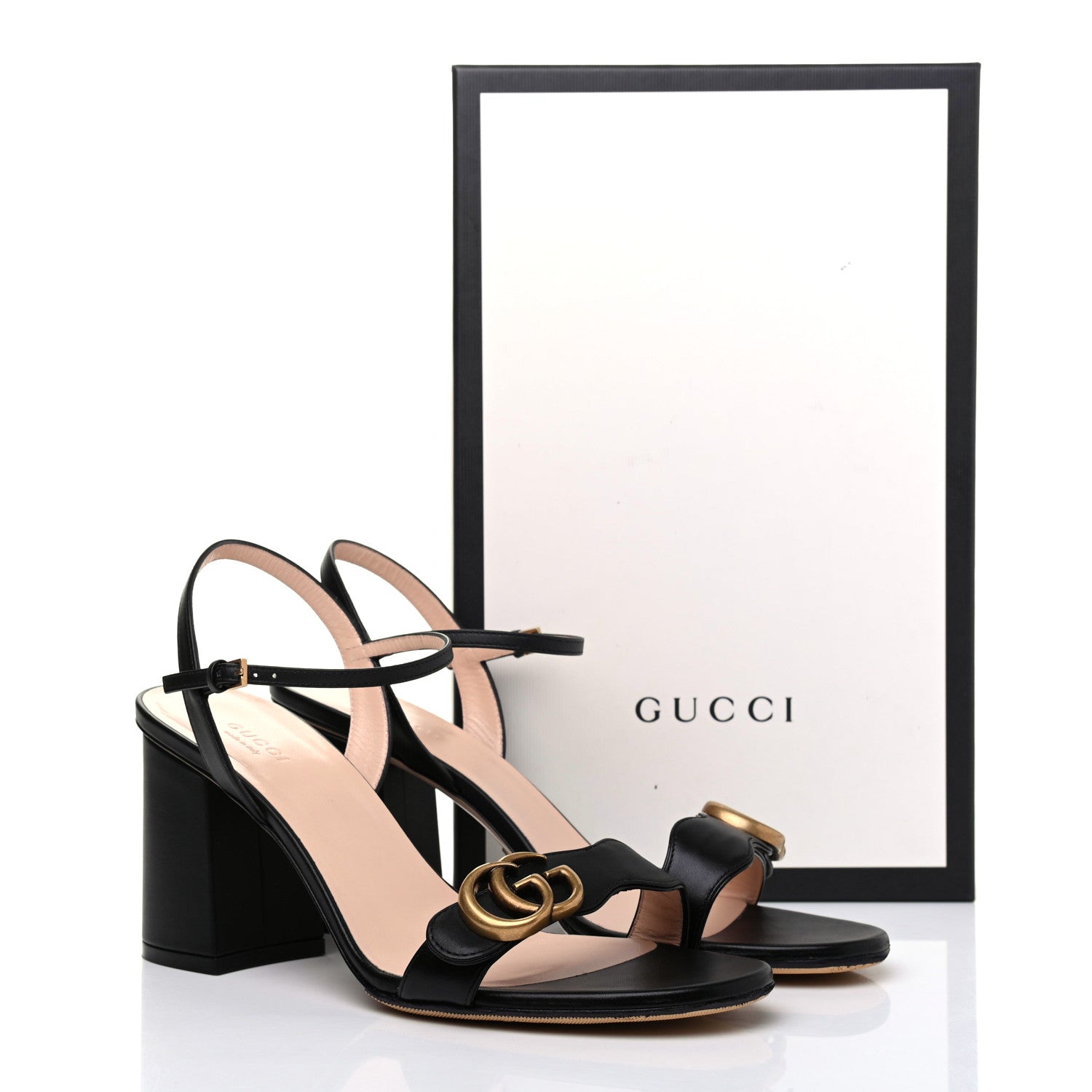 Gucci Lifford Calfskin GG Marmont Ankle Wrap 75mm Sandals 40 Black 12 of 12