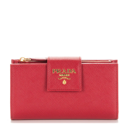 Prada Saffiano Metal Tab Wallet Fuoco 1 of 6