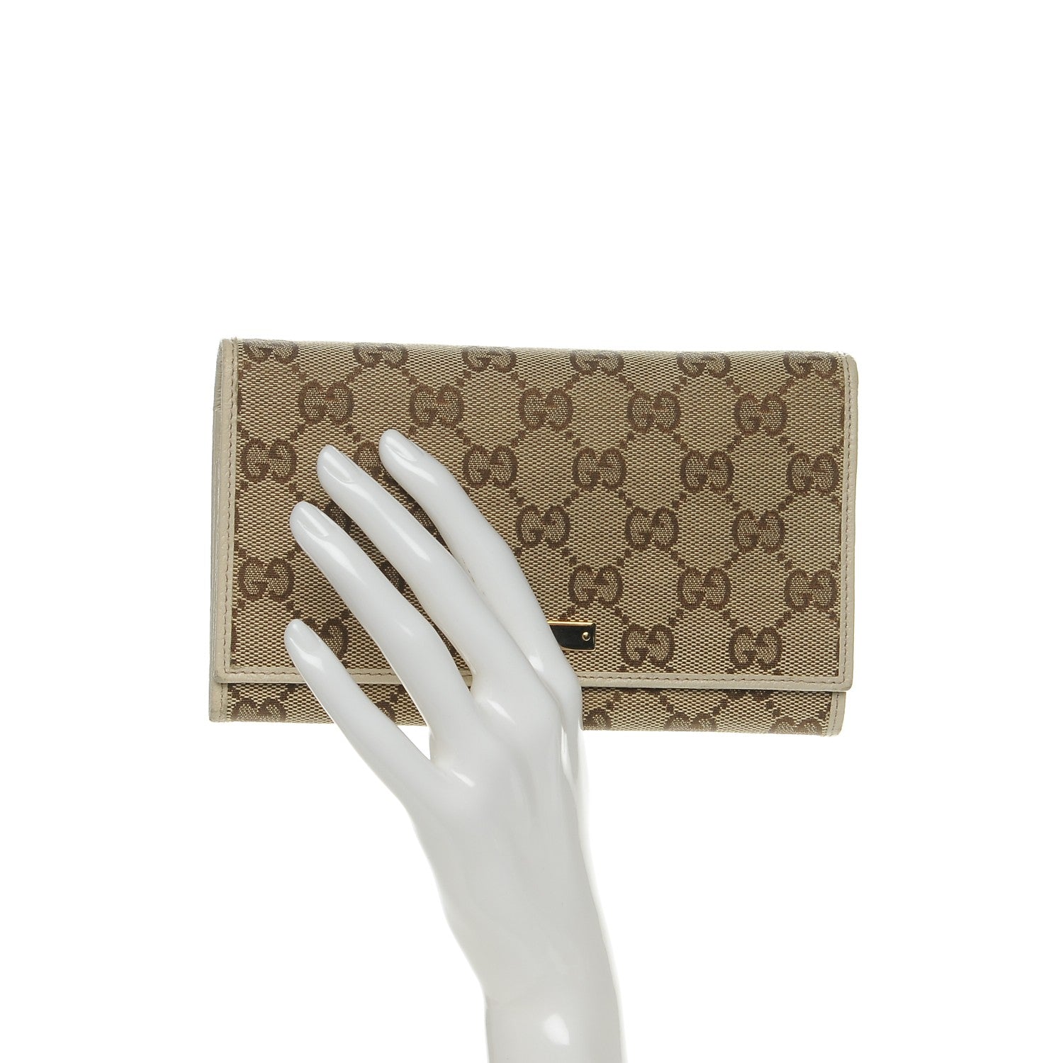Gucci Monogram Metal Bar Continental Flap Wallet Off White 2 of 9