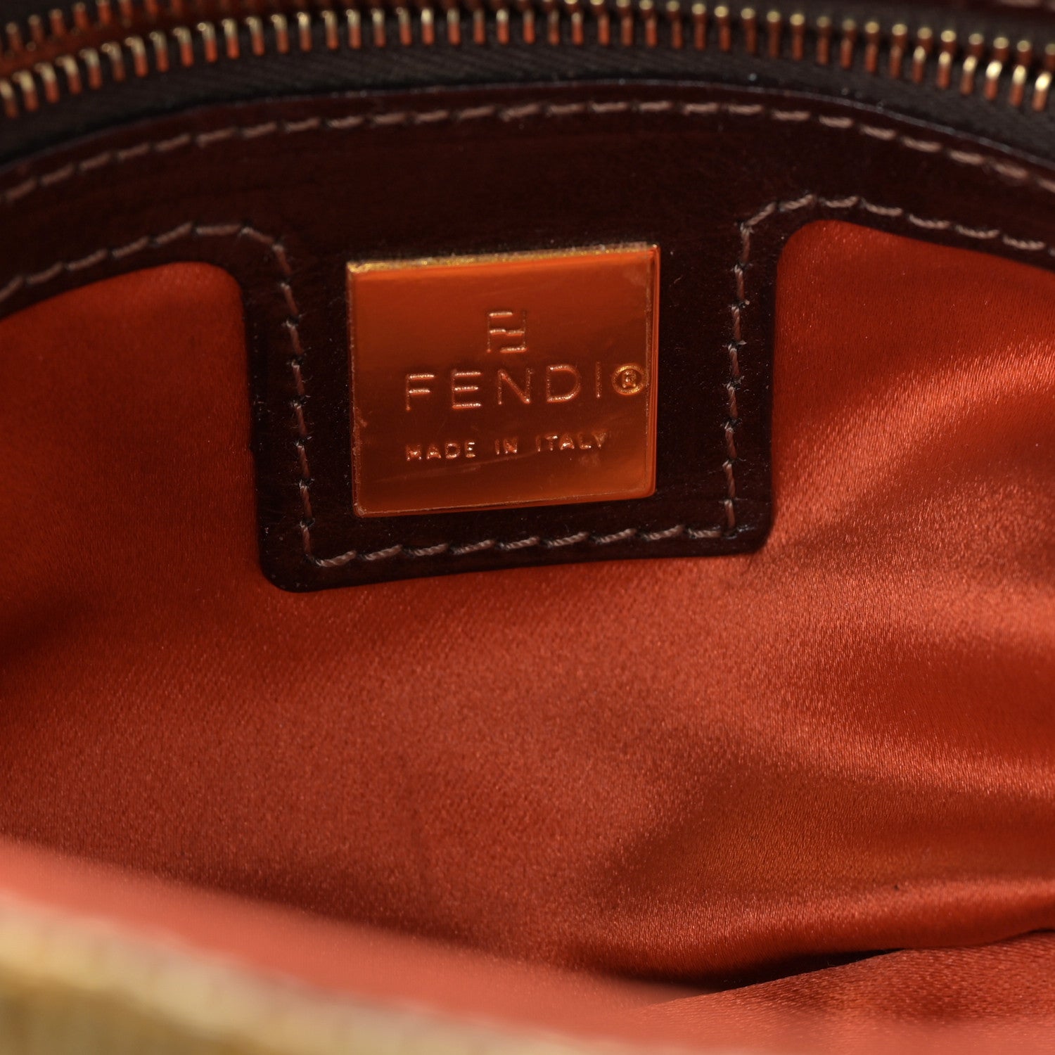 Fendi Beaded Baguette Beige Gold 6 of 9