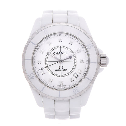 Chanel Stainless Steel Ceramic Diamond 38mm J12 Automatic Watch White 1 of 7