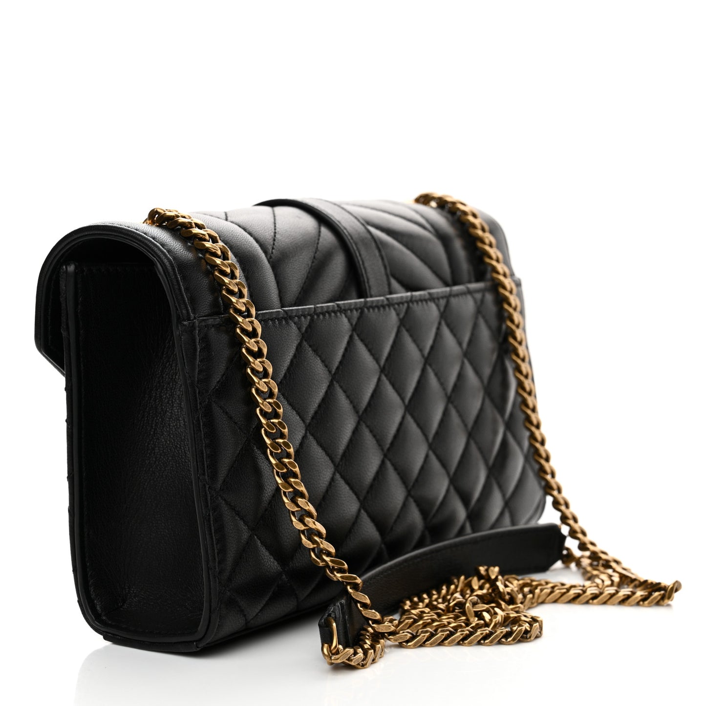 Grain De Poudre Textured Mixed Matelasse Triquilt Small Monogram Satchel Black