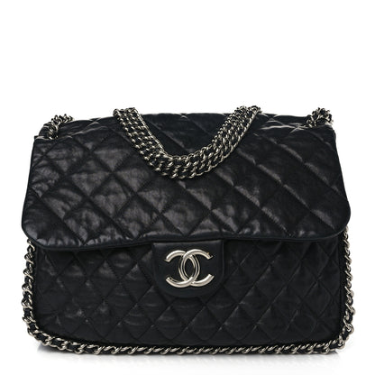 Chanel Washed Lambskin Quilted Maxi Chain Around Flap Black 1 of 10