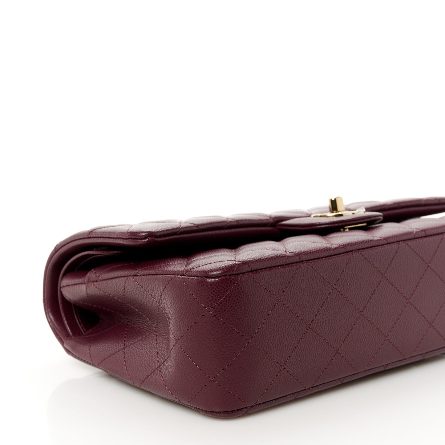 Caviar Quilted Medium Double Flap Burgundy