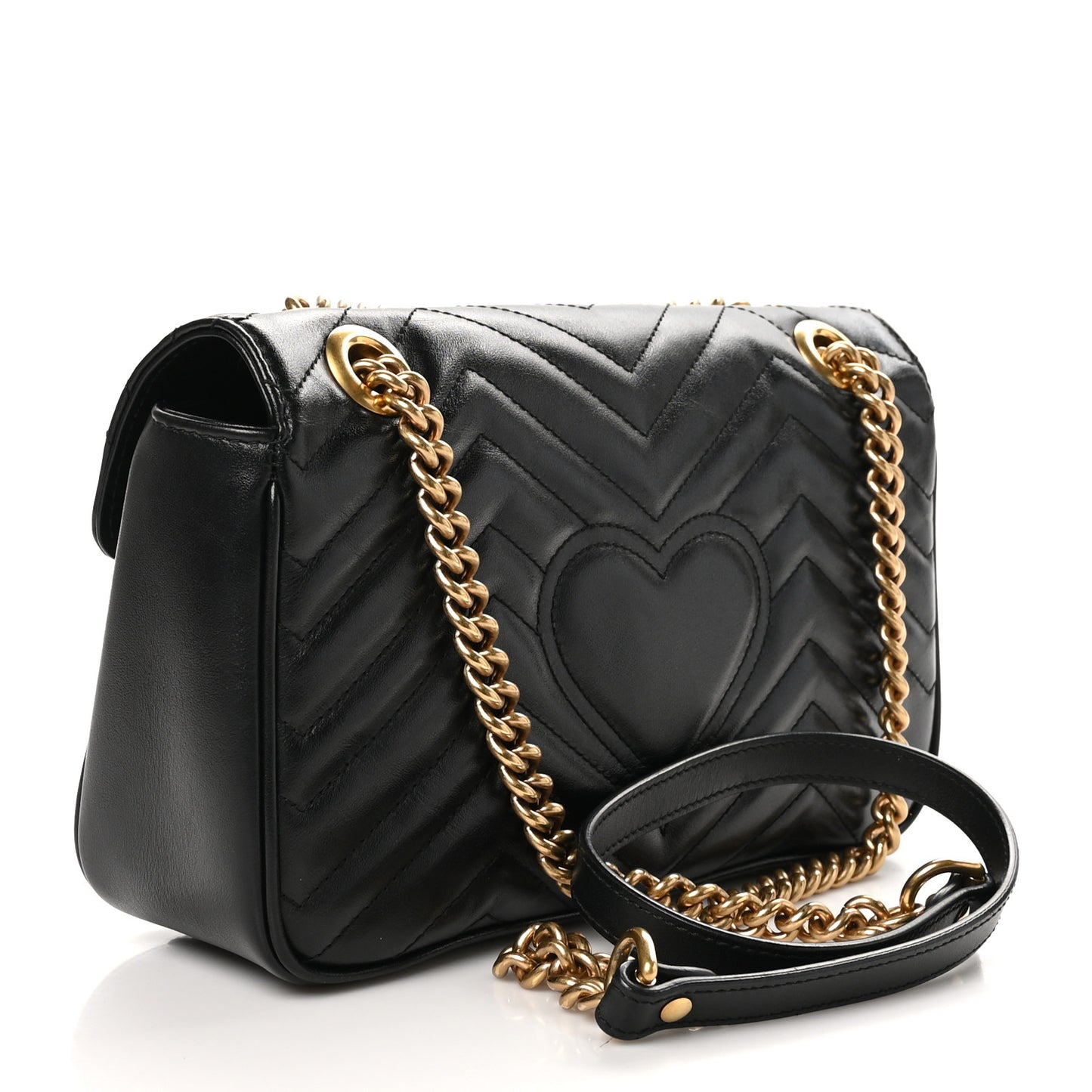 Calfskin Matelasse Small GG Marmont Shoulder Bag Black