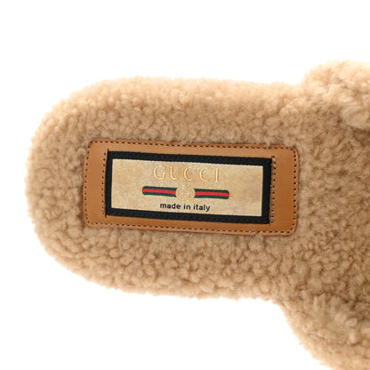 Gucci Shearling Interlocking G Womens Eileen Slippers 38 Butterscotch Cocoa 7 of 9