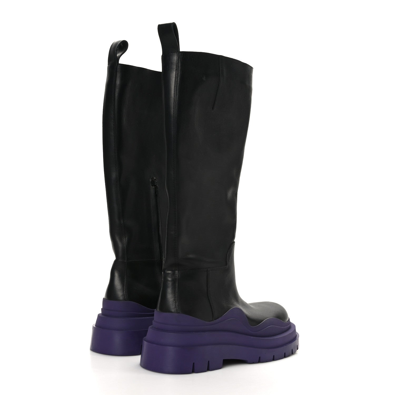 Bottega Veneta Calfskin The Tire High Boots 38 Black Plum 4 of 7
