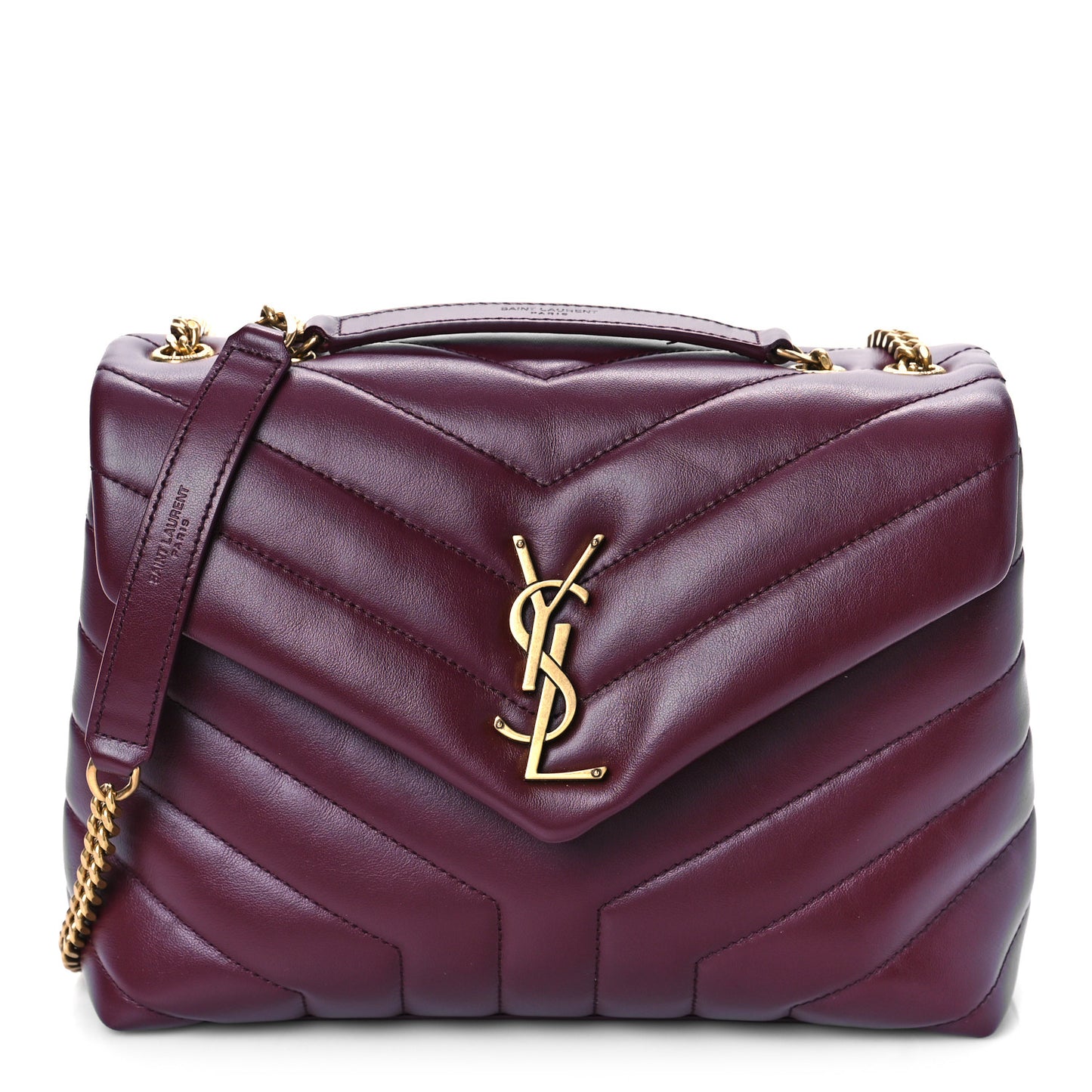 Calfskin Y Quilted Monogram Small Loulou Chain Satchel Dark Legion Red