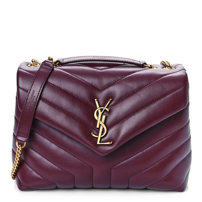 Saint Laurent Calfskin Y Quilted Monogram Small Loulou Chain Satchel Dark Legion Red 1 of 9