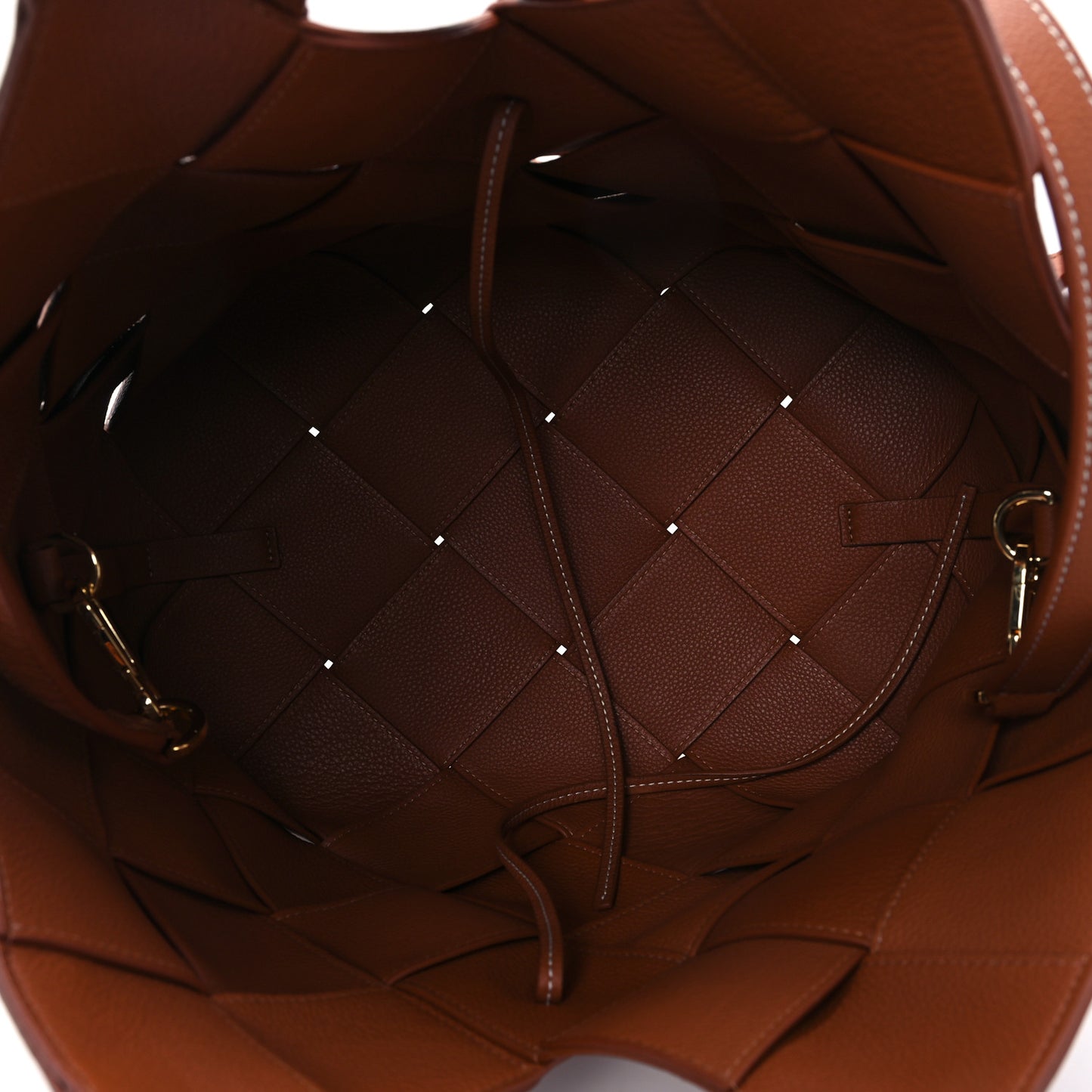 Soft Grained Calfskin Woven Basket Bag Tan