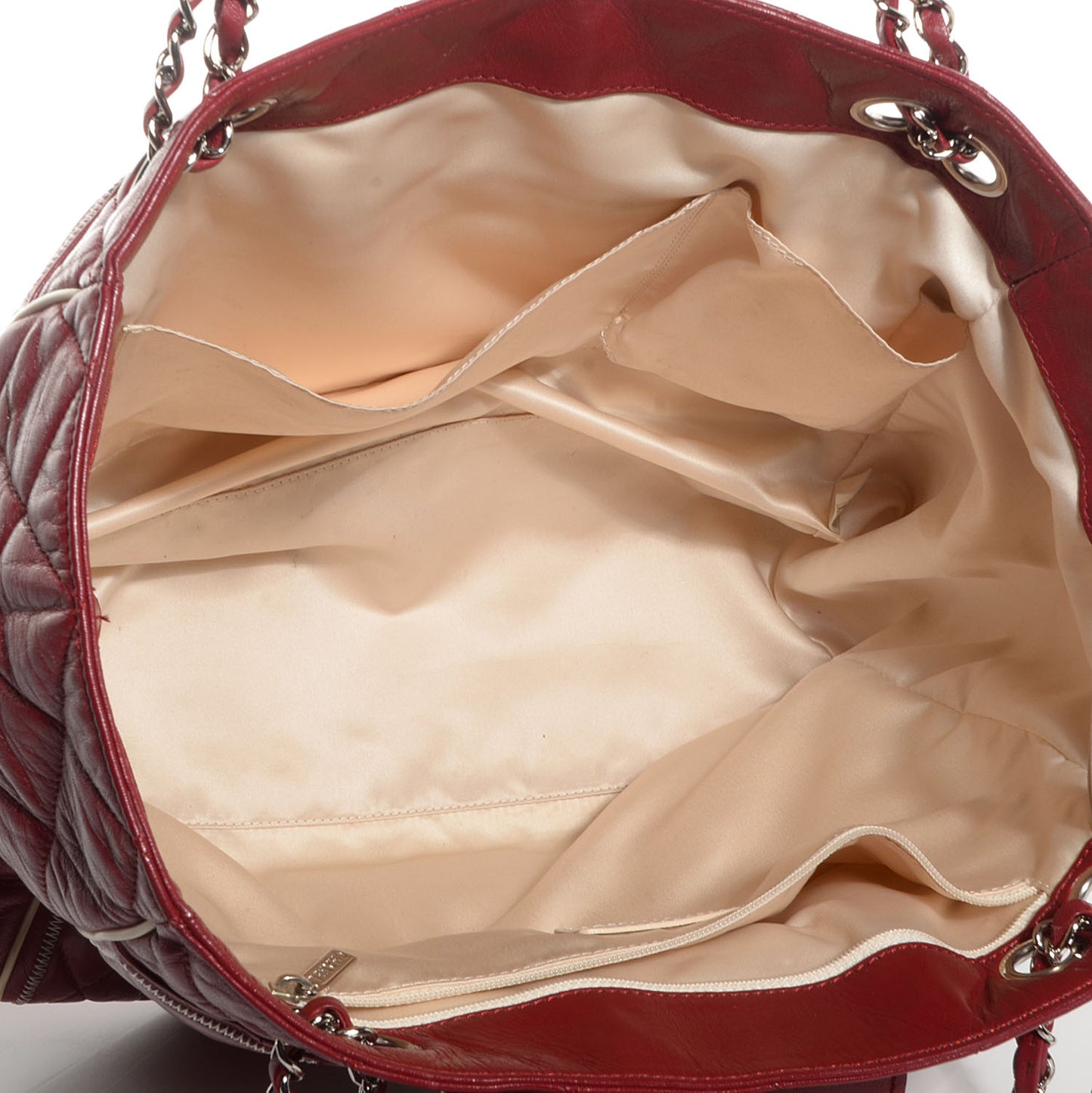 Lambskin Quilted North South Large Tote Red