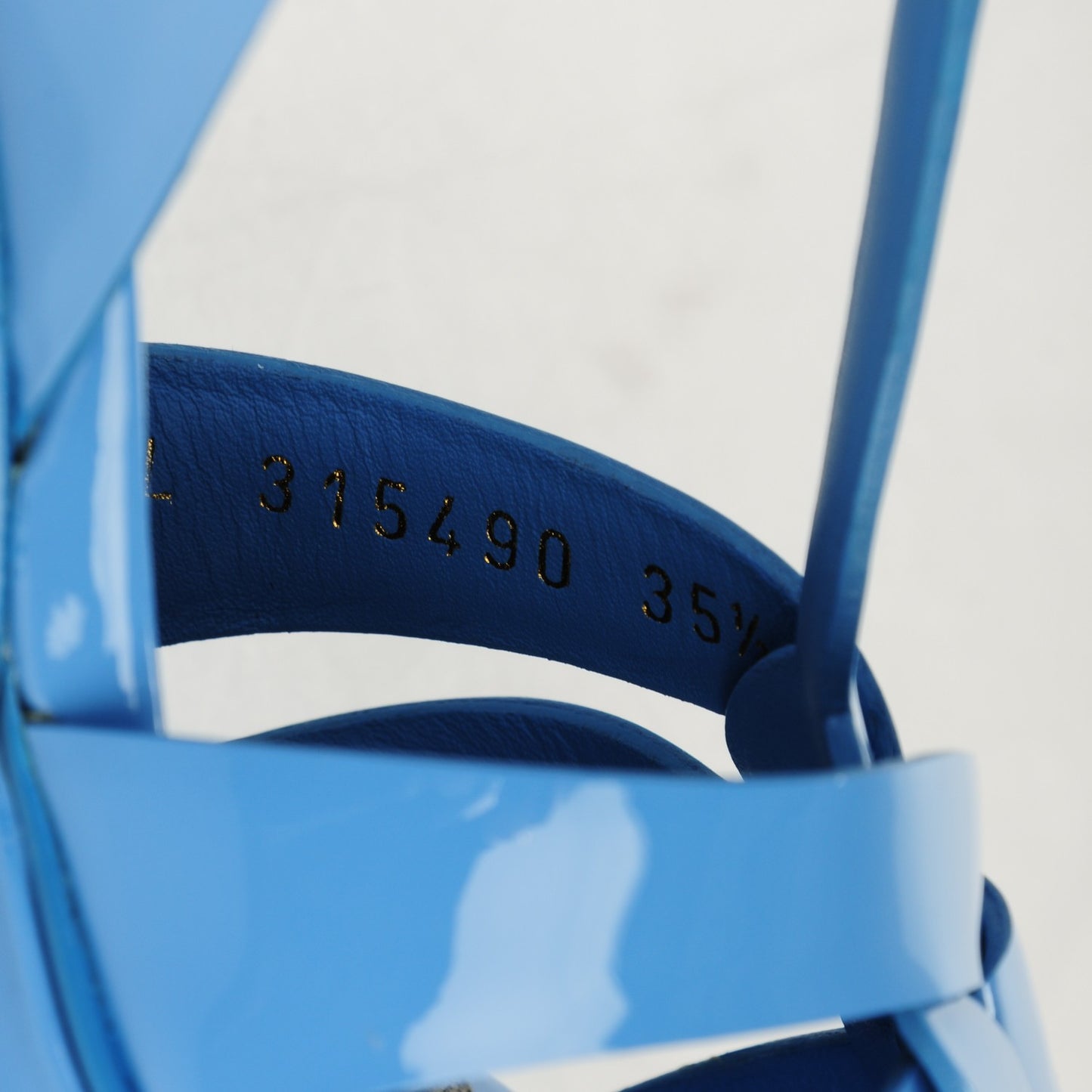 Vitello Vernice Soft Tribute 75 Platform Sandals 35.5 Blue Clair