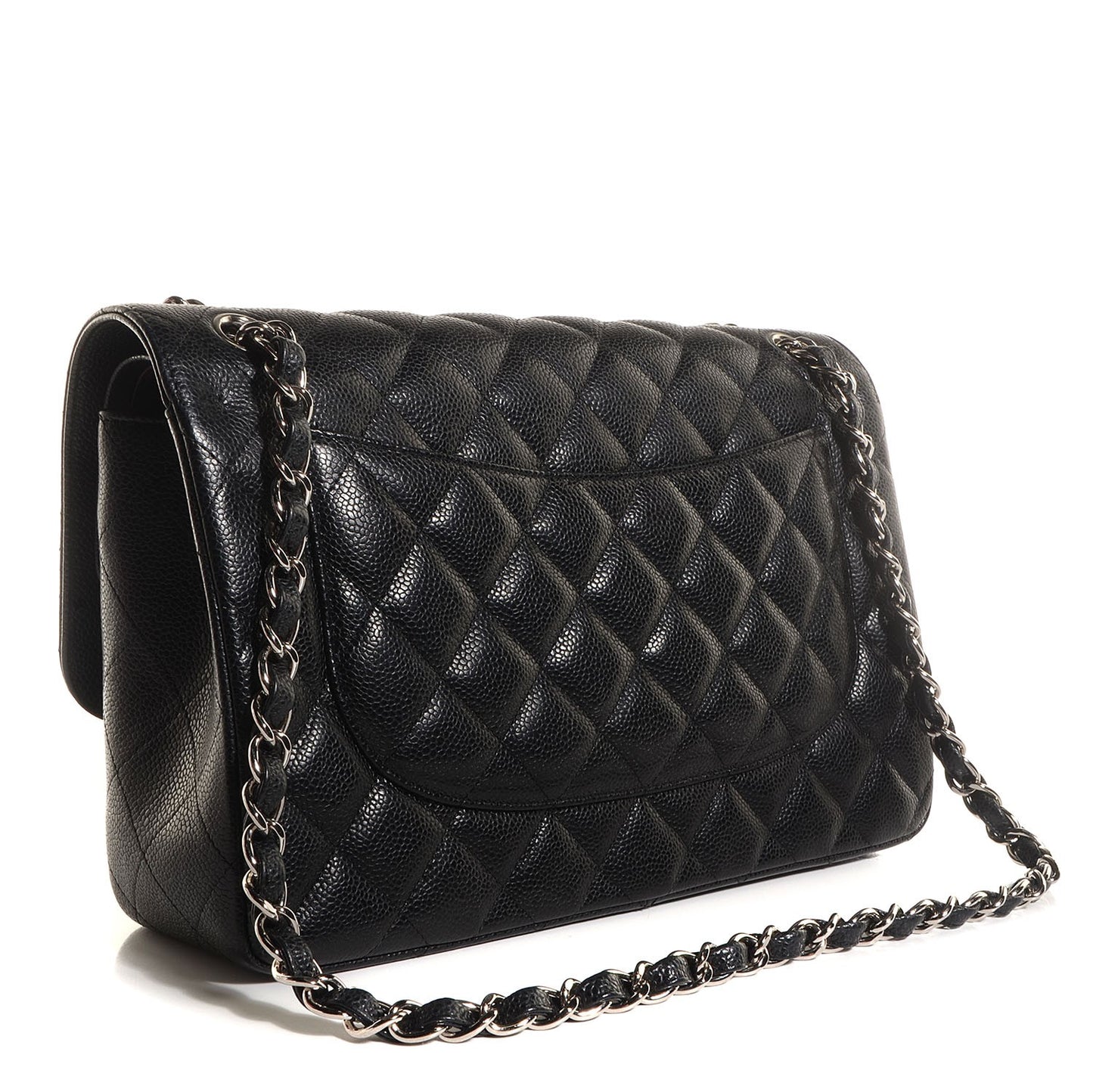 Caviar Quilted Jumbo Double Flap Black