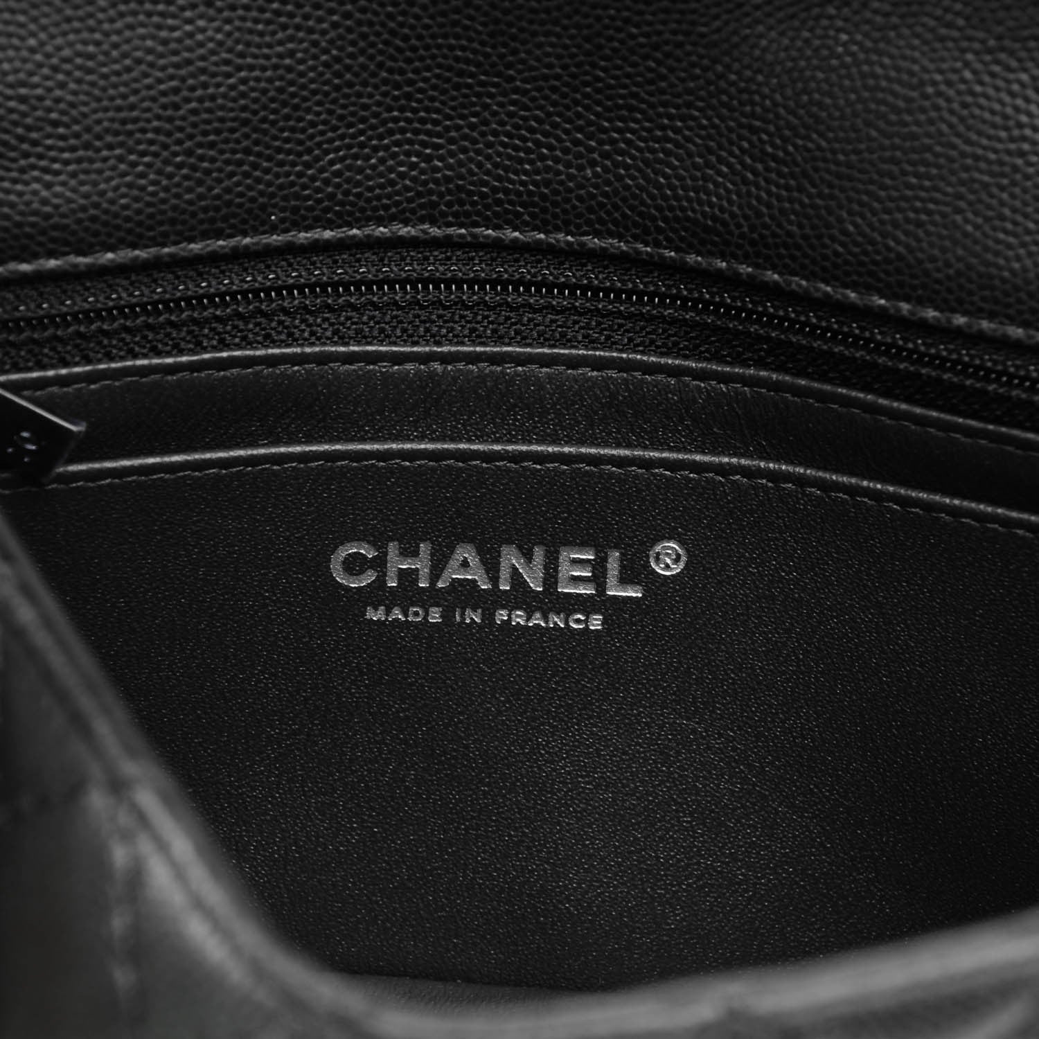 Chanel Washed Caviar Quilted Mini Rectangular Flap Charcoal 7 of 8