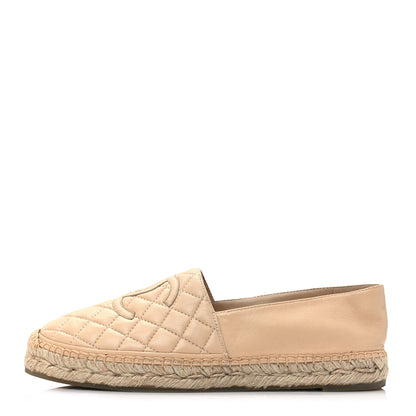 Chanel Lambskin Quilted CC Espadrilles 41 Beige 1 of 9