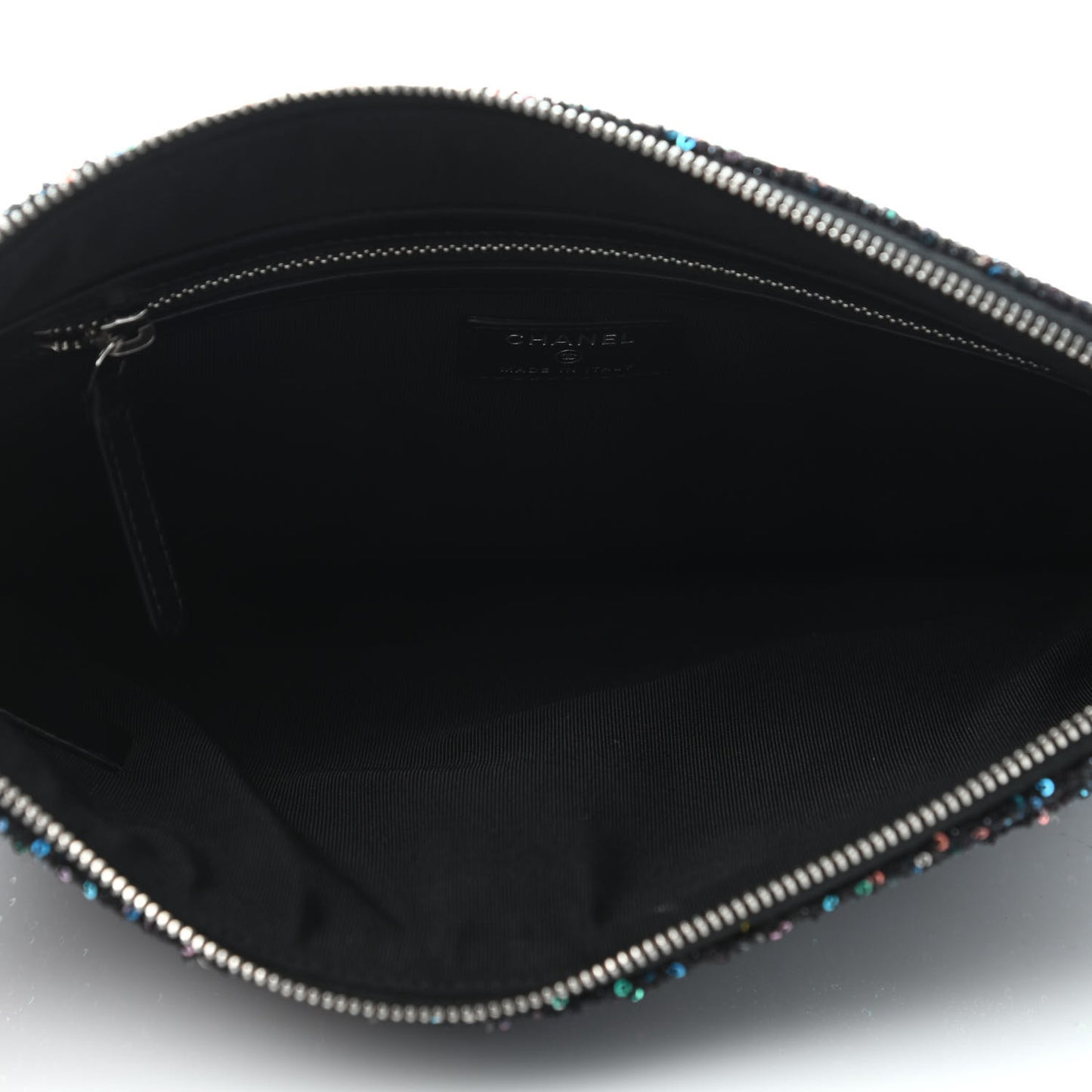 Canvas Sequin Medium Deauville Cosmetic Pouch Black