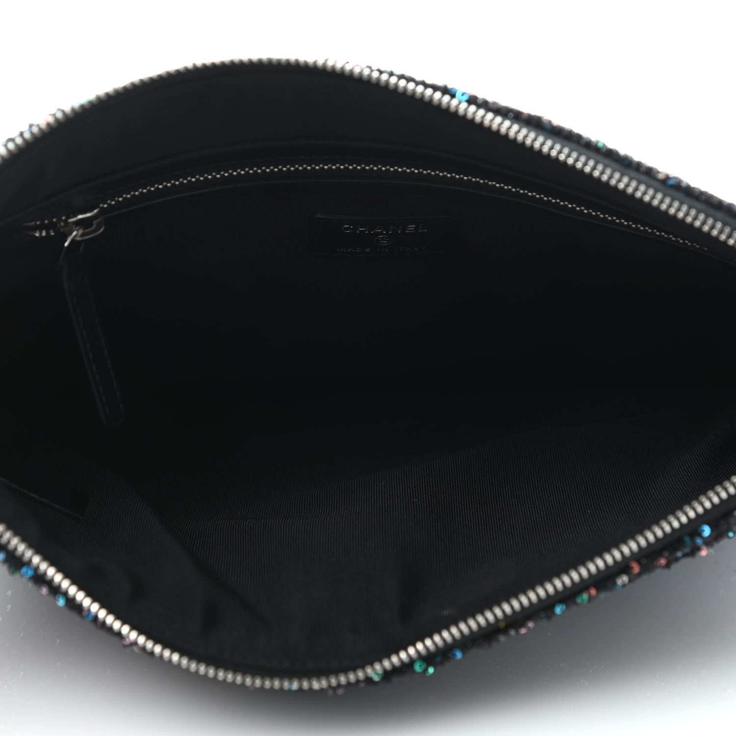 Chanel Canvas Sequin Medium Deauville Cosmetic Pouch Black 4 of 4