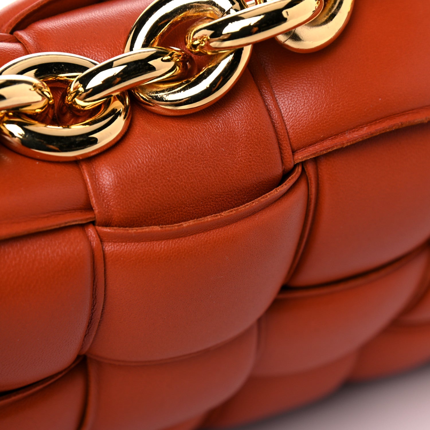 Bottega Veneta Lambskin Maxi Intreccio Padded Chain Cassette Crossbody Bag Maple 10 of 11