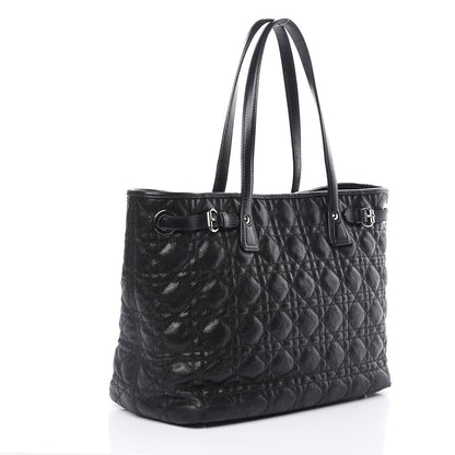 Christian Dior Coated Canvas Cannage Medium Panarea Tote Black 3 of 16