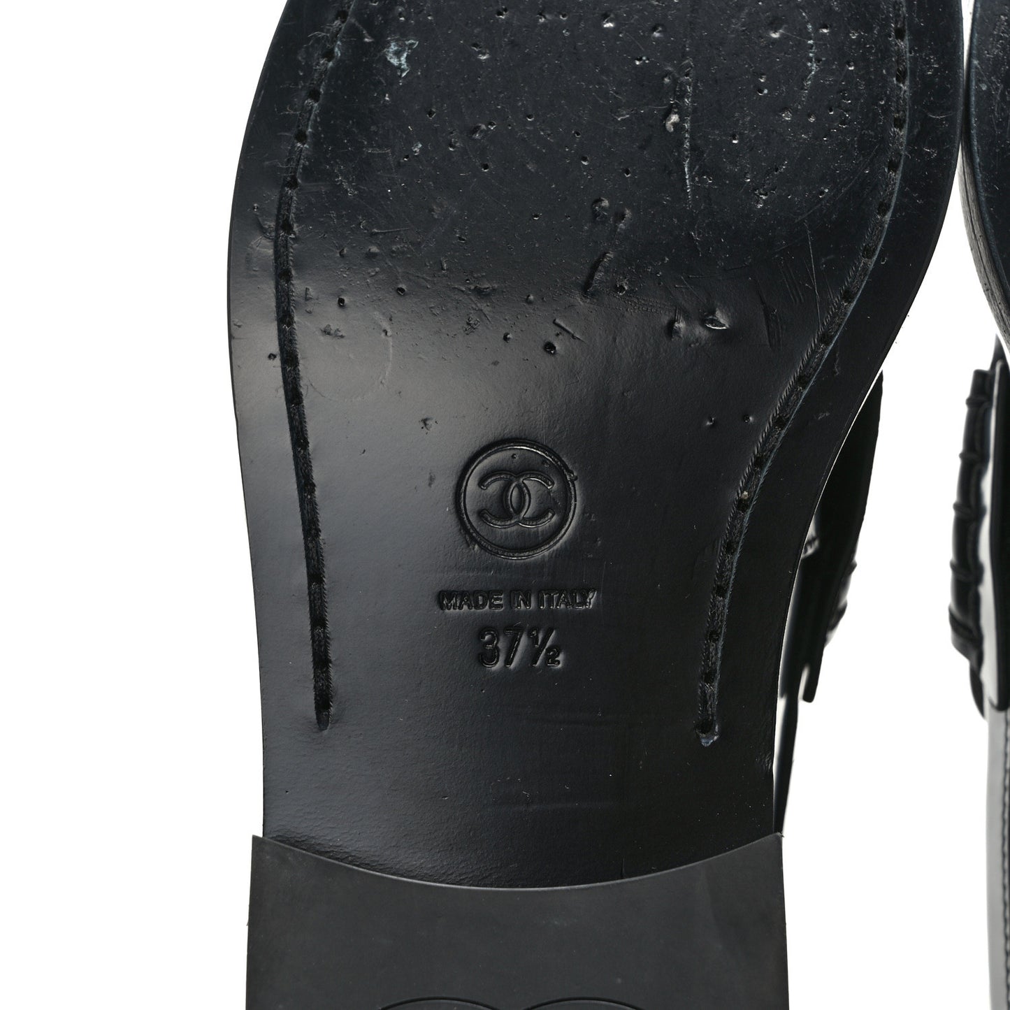 Shiny Calfskin Logo Loafers 37.5 Black