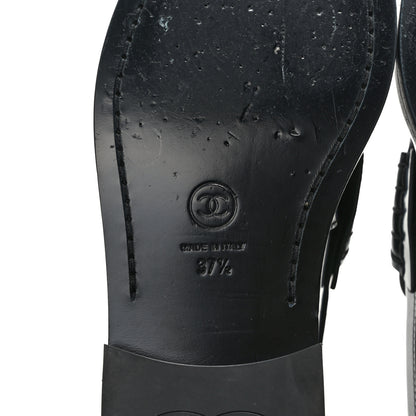 Chanel Shiny Calfskin Logo Loafers 37.5 Black 6 of 7