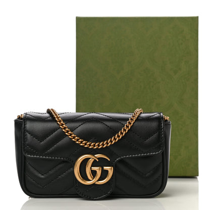 Gucci Calfskin Matelasse Super Mini GG Marmont Shoulder Bag Black 11 of 11