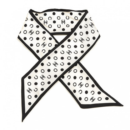 Chanel Silk CC Twilly Hair Tie Ivory Black 2 of 6