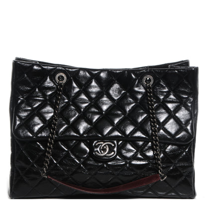 Chanel Glazed Calfskin Large Front Flap Tote Black 1 of 8