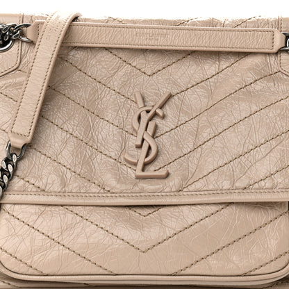 Saint Laurent Crinkled Calfskin Matelasse Monogram Medium Niki Chain Satchel Natural 9 of 12
