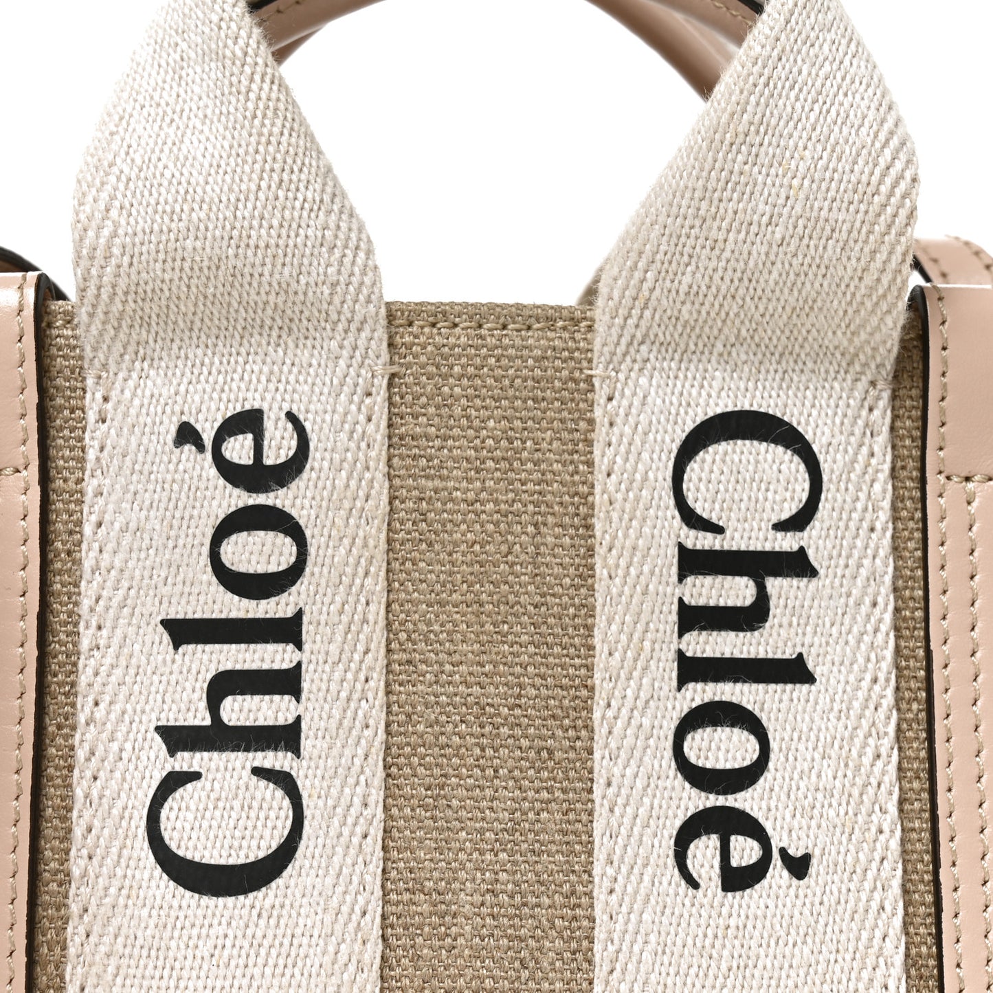 Linen Calfskin Mini Woody Ribbon Tote Cement Pink