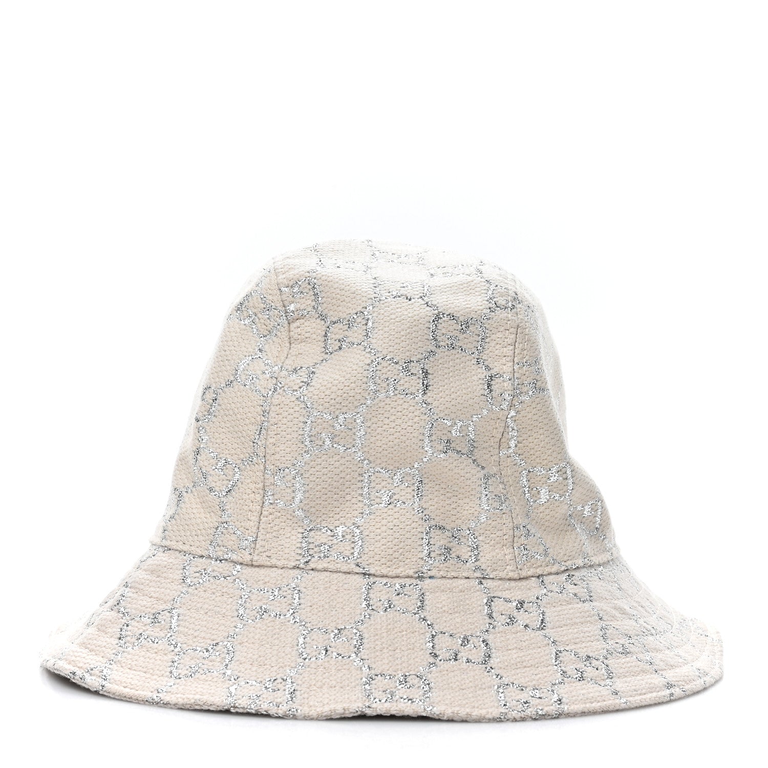 Gucci Canvas Lame GG Monogram Bucket Hat S Gardenia Silver 4 of 9