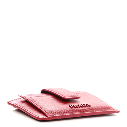 Prada Saffiano Metal Card Holder Fuoco Peonia 4 of 12