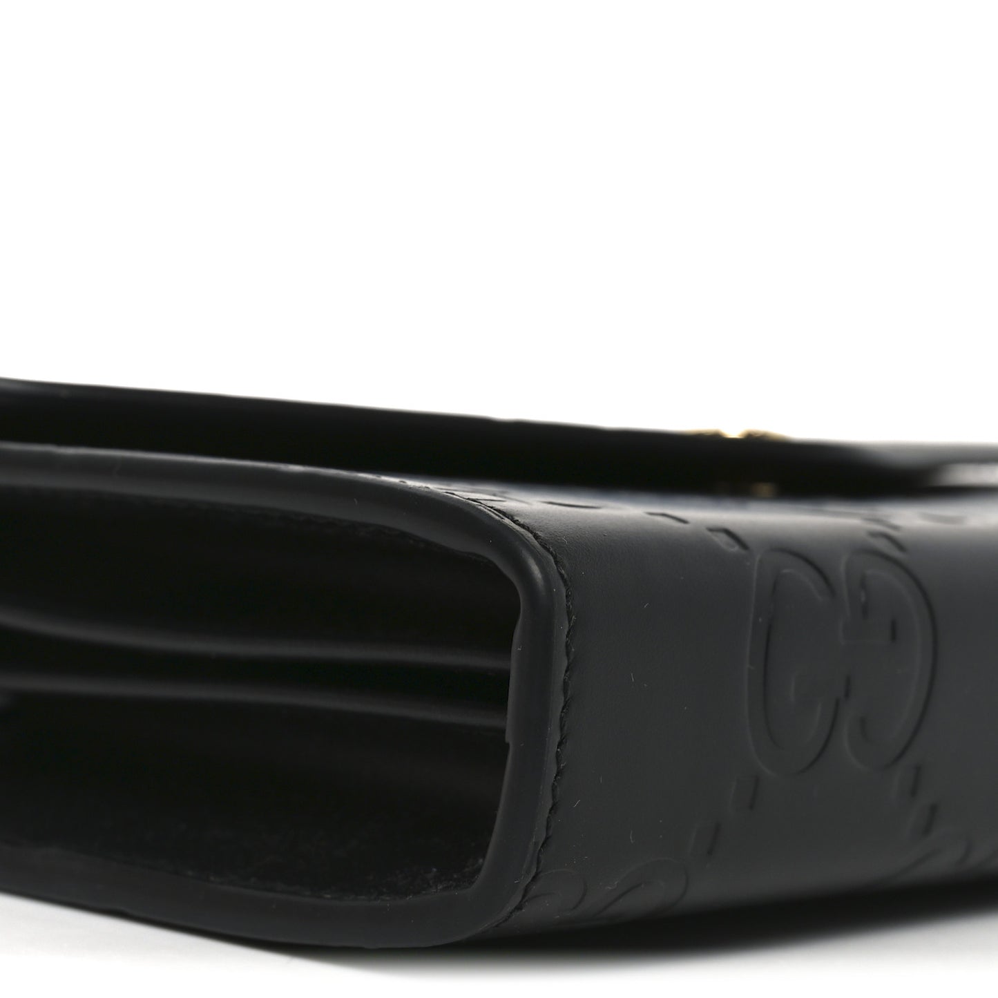 Calfskin GG Debossed Chain Wallet Black