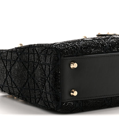 Christian Dior Lambskin Cannage Beaded Embroidery Mini Lady Dior Black 9 of 13