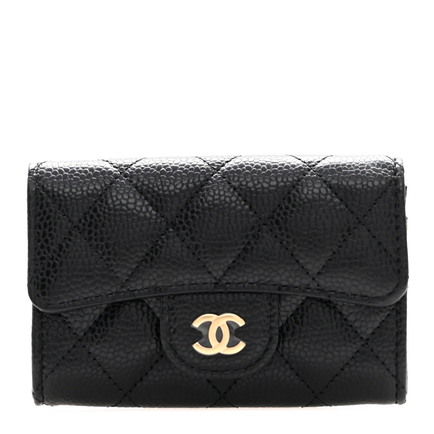 Chanel Caviar Quilted Flap Card Holder Wallet Black 1 of 9