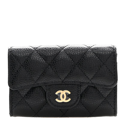 Chanel Caviar Quilted Flap Card Holder Wallet Black 1 of 9