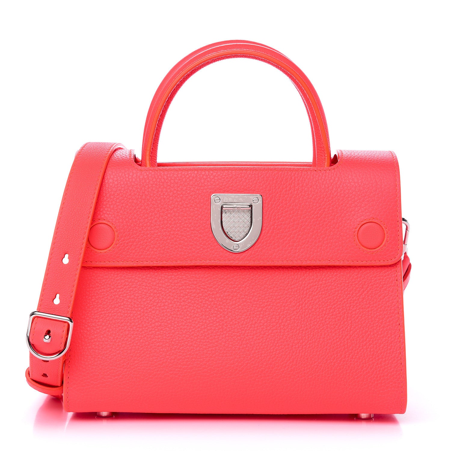 Christian Dior Grained Calfskin Mini Diorever Flap Fluorescent Goji Pink 1 of 11