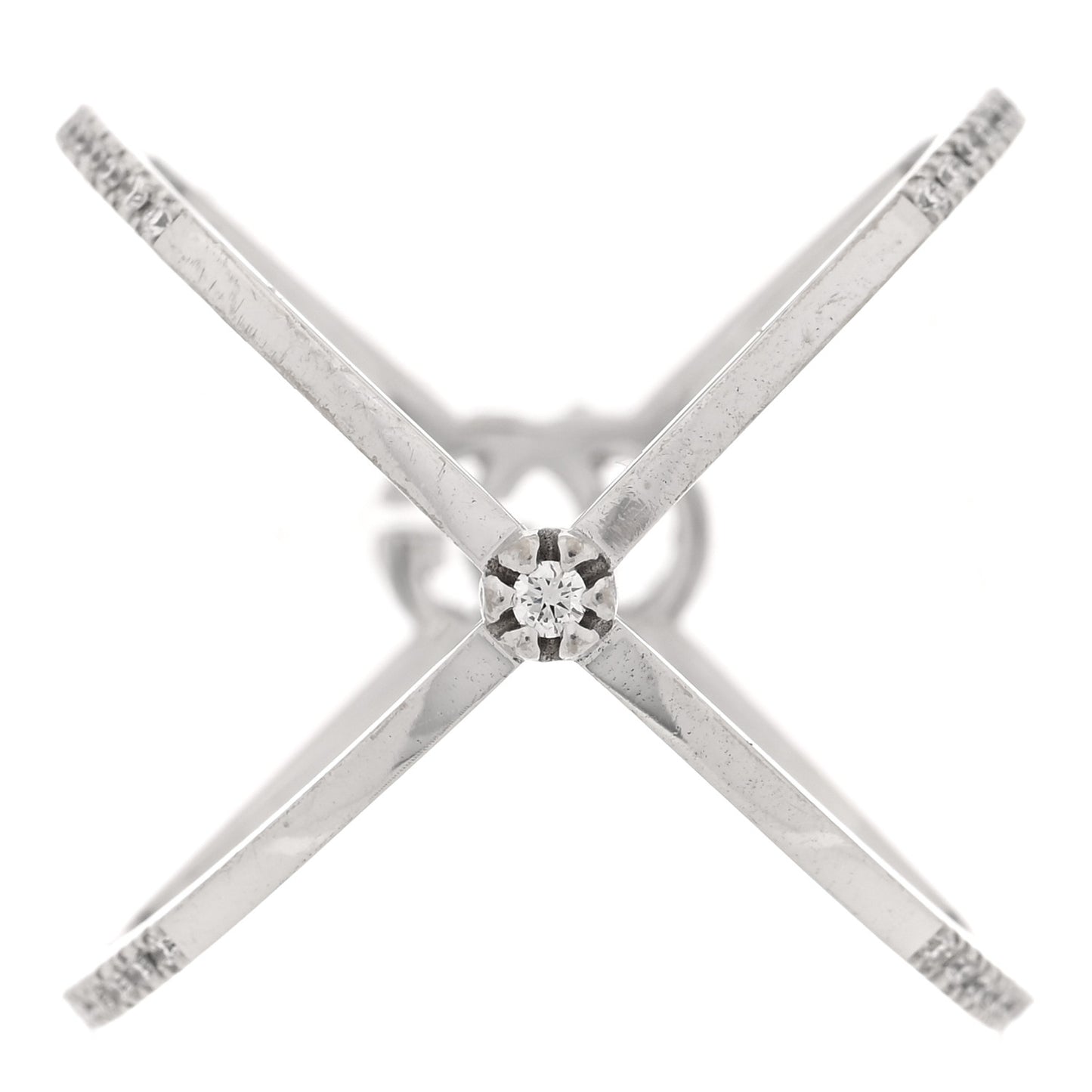 18K White Gold Diamond Running G Cross Ring 52 6